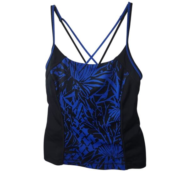 Lands End Tankini Swimsuit Top 2 Blue Strappy - Picture 3 of 10